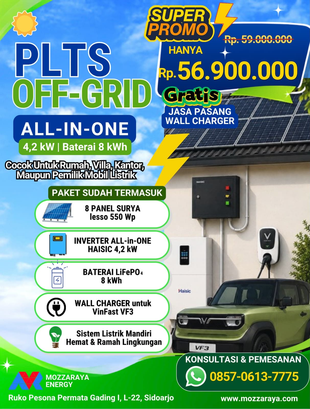 PLTS OFF-GRID ALL-IN-ONE 4,2 kW + BATERAI 8 kWh